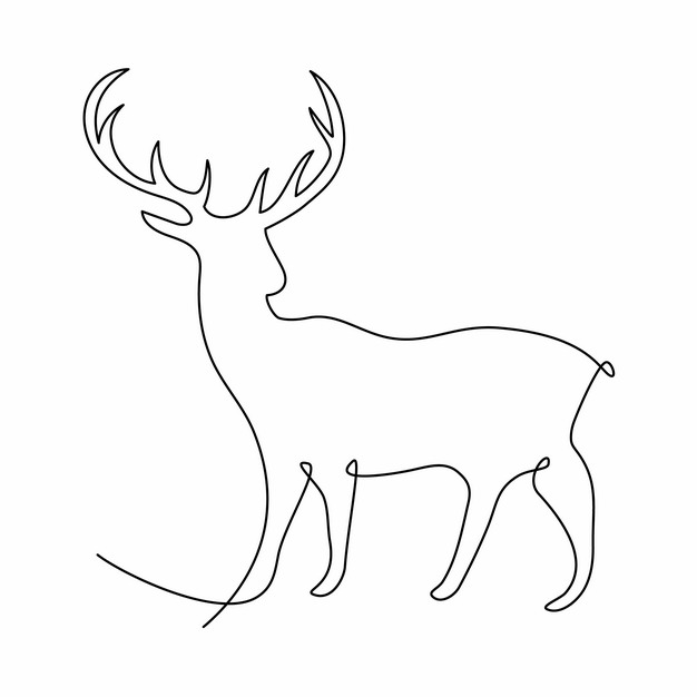 一根线条麋鹿手绘插画简笔画920711png图片素材 生物自然-第1张