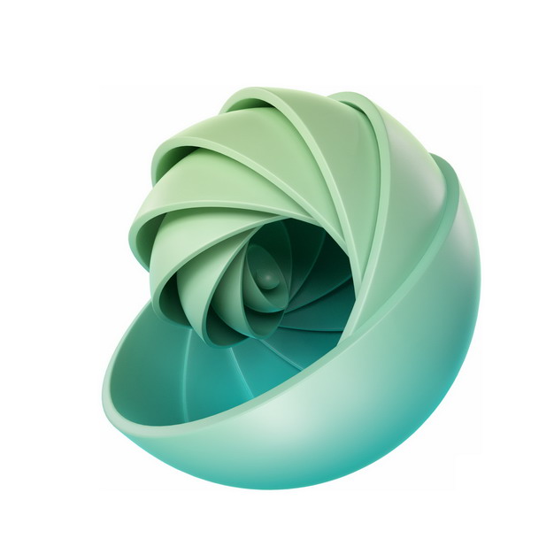 绿色抽象3D立体贝壳图案501561png图片素材 线条形状-第1张