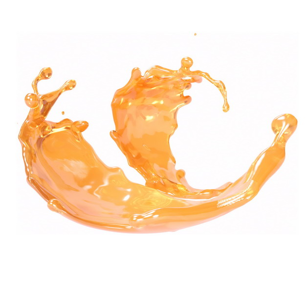 橙色液体水花泼洒的橙汁或水效果1006png图片素材 设计盒子