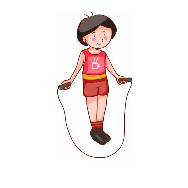 玩跳绳的卡通女孩668085png免抠图片素材 人物素材-第1张