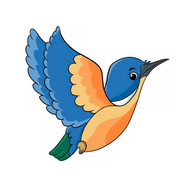 手绘卡通彩色蜂鸟小鸟366913png图片免抠素材 生物自然-第1张