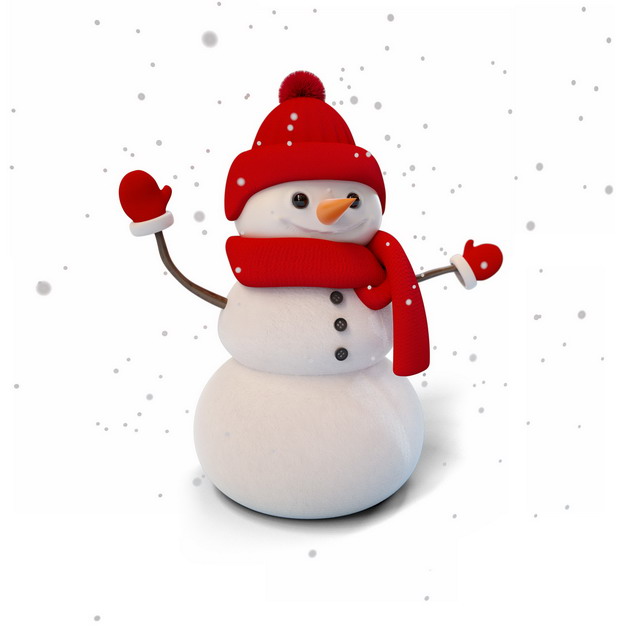 冬天下雪天里戴红帽子红围巾的卡通雪人807421png图片素材 人物素材-第1张