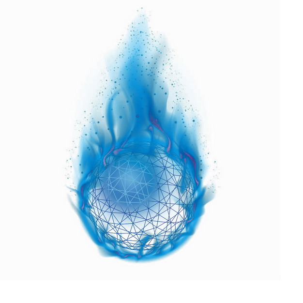 创意燃烧的科幻风格多边形蓝色火球886828PSD图片免抠素材 效果元素-第1张
