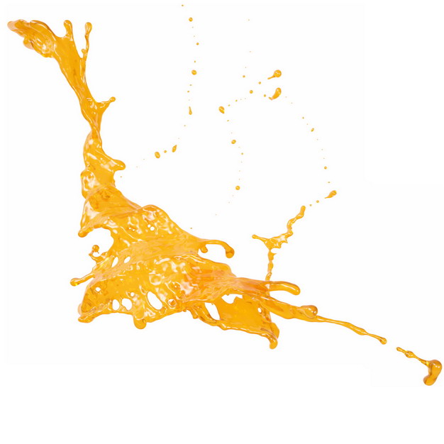 泼洒的橙汁黄色液体效果png图片素材 设计盒子