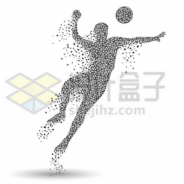 创意黑色三角形组成的足球运动员踢足球709999图片素材 休闲娱乐-第1张