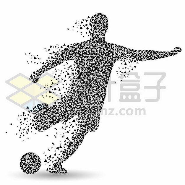 创意黑色三角形组成的足球运动员踢足球115515图片素材 休闲娱乐-第1张