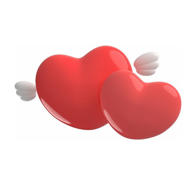 两颗靠在一起的3D立体风格红心象征了爱情828545png图片素材 节日素材-第1张