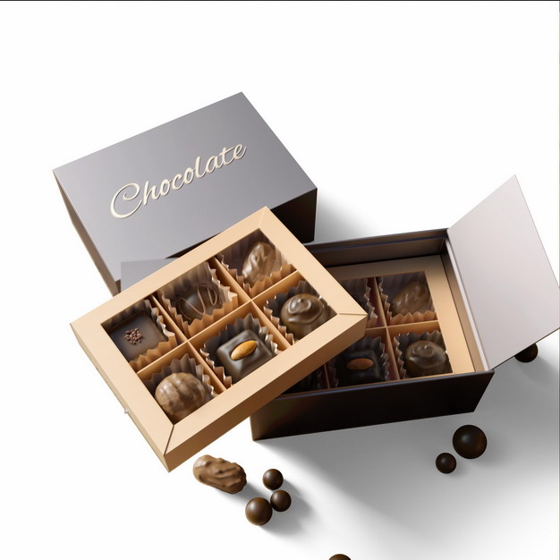 打开的双层豪华礼盒和里面的巧克力418019png图片素材 生活素材-第1张