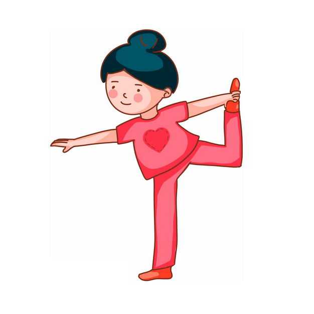 做瑜伽拉伸动作的卡通女孩815518png免抠图片素材