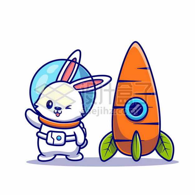 卡通兔子宇航员和胡萝卜火箭3741847png图片免抠素材