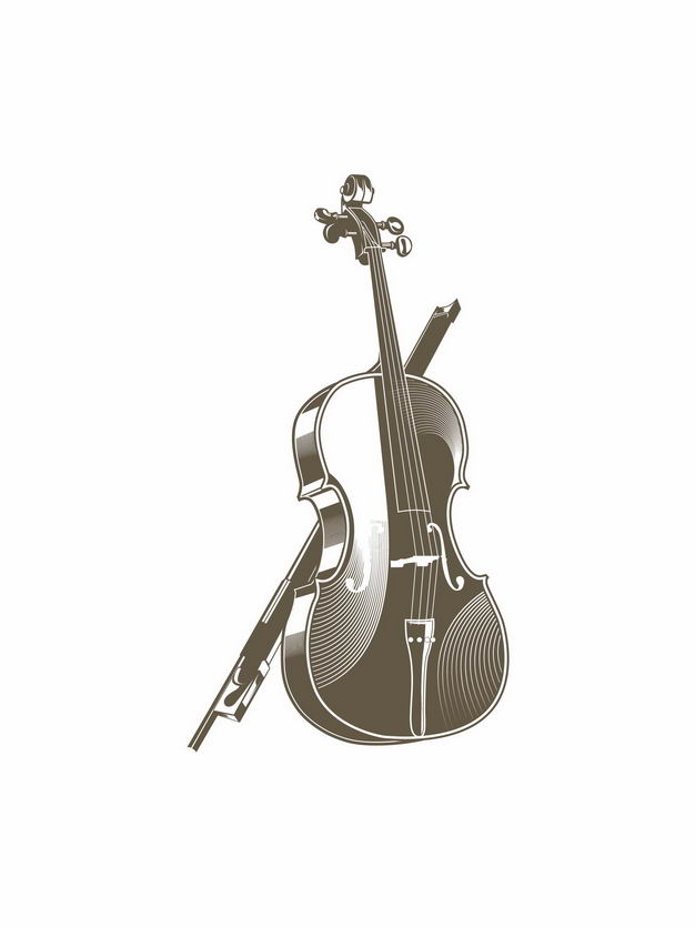 复古风格大提琴音乐乐器插画9591814EPS图片免抠素材 休闲娱乐-第1张