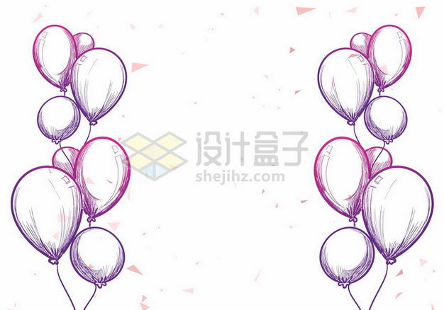紫色气球手绘插画3201504png图片免抠素材 漂浮元素-第1张