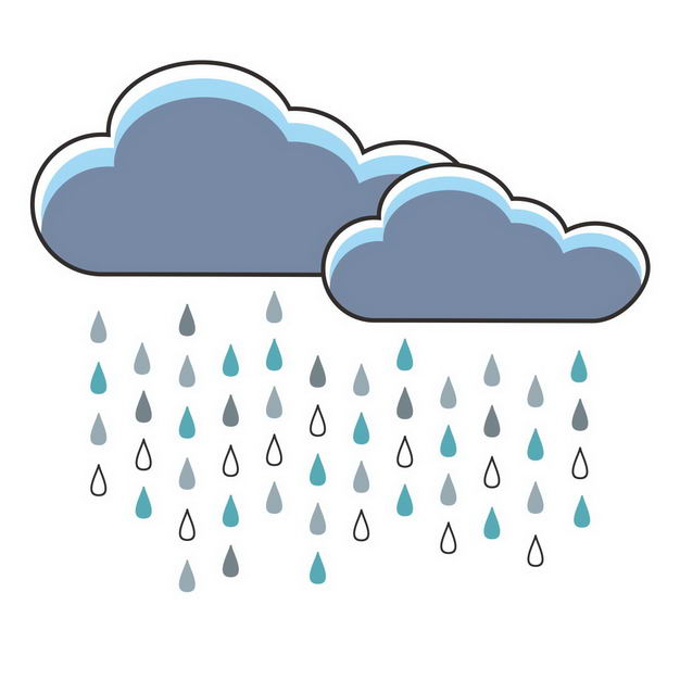 卡通乌云和下雨雨滴png图片免抠素材 设计盒子