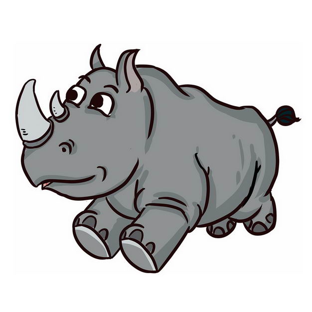 手绘风格奔跑的卡通犀牛野生动物9760590png图片免抠素材 生物自然-第1张