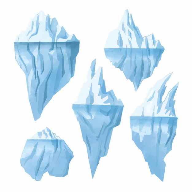 五款巨大的南极北极冰山浮冰8193961EPS图片免抠素材 科学地理-第1张