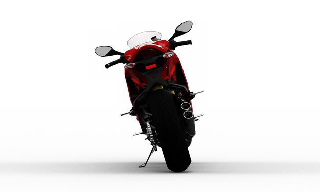 支撑起来的红色运动摩托车后面视角3741664PSD图片素材 交通运输-第1张