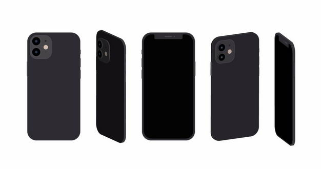 各种不同角度的黑色苹果iPhone12手机8930970png图片免抠素材 IT科技-第1张