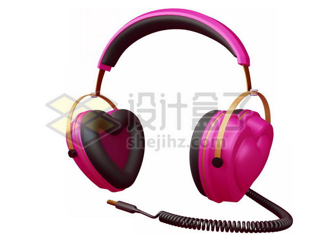 3D立体粉红色心形头戴式耳机情人节9326279图片免抠素材 IT科技-第1张