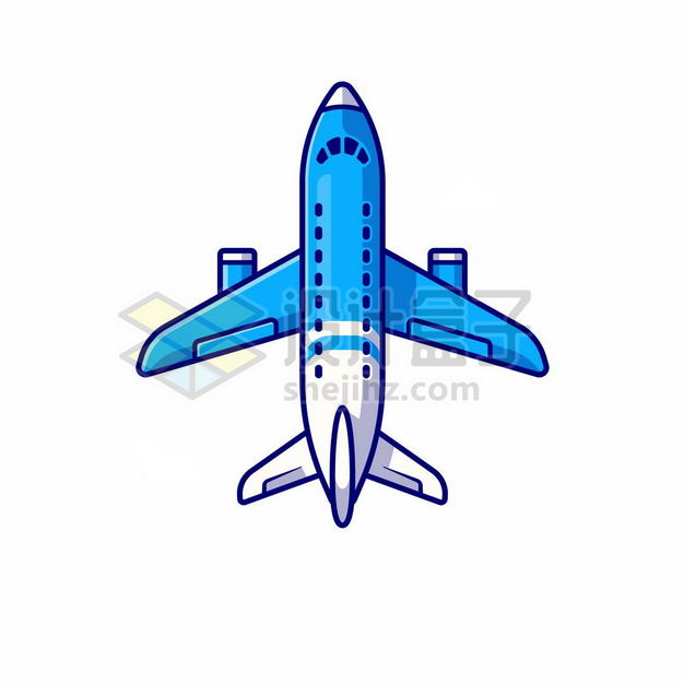 MBE风格蓝色白色卡通客机飞机7543142png图片免抠素材 交通运输-第1张