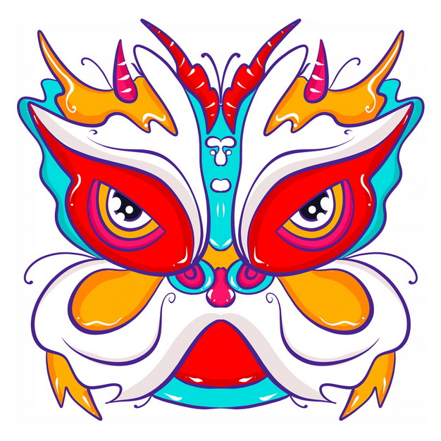 新年春节节日活动上的卡通舞狮子头部图案1372399png图片免抠素材