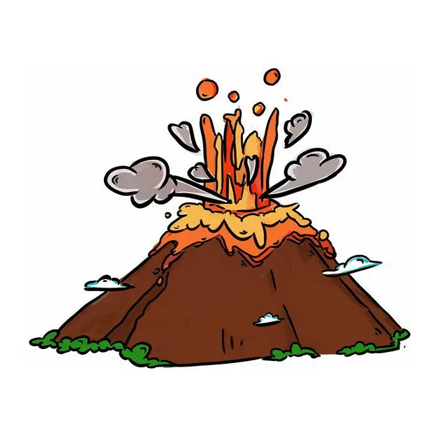 手绘风格卡通火山喷发火山灰5568005png图片免抠素材 生物自然-第1张