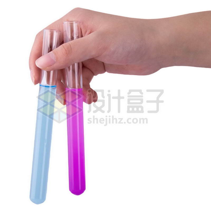 一只手拿着彩色液体的两支玻璃试管等化学实验仪器5412028png图片免抠素材 科学地理-第1张