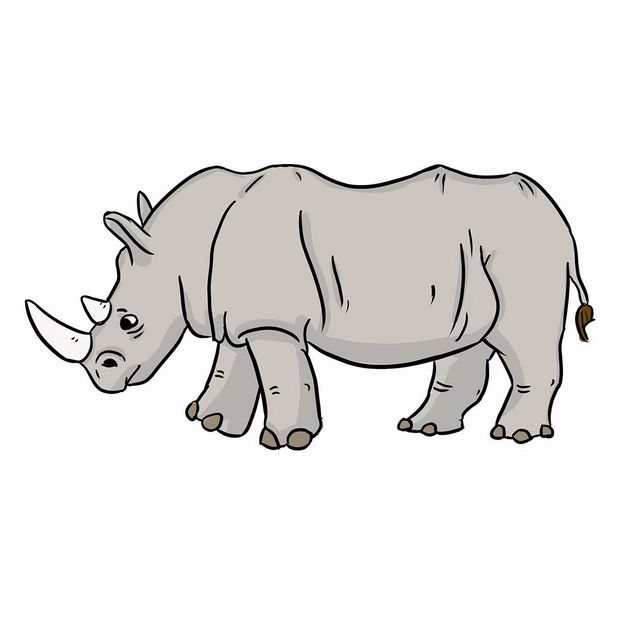 手绘风格的卡通白犀牛野生动物8425885png图片免抠素材