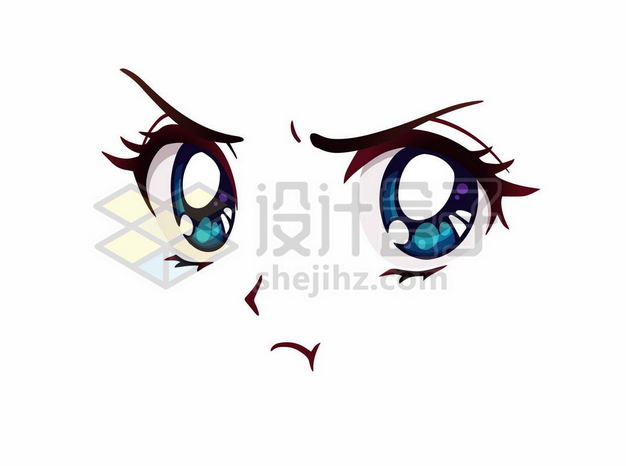 愤怒的可爱大眼睛卡通美女动漫脸漫画风格二次元表情包png图片免抠素材 设计盒子
