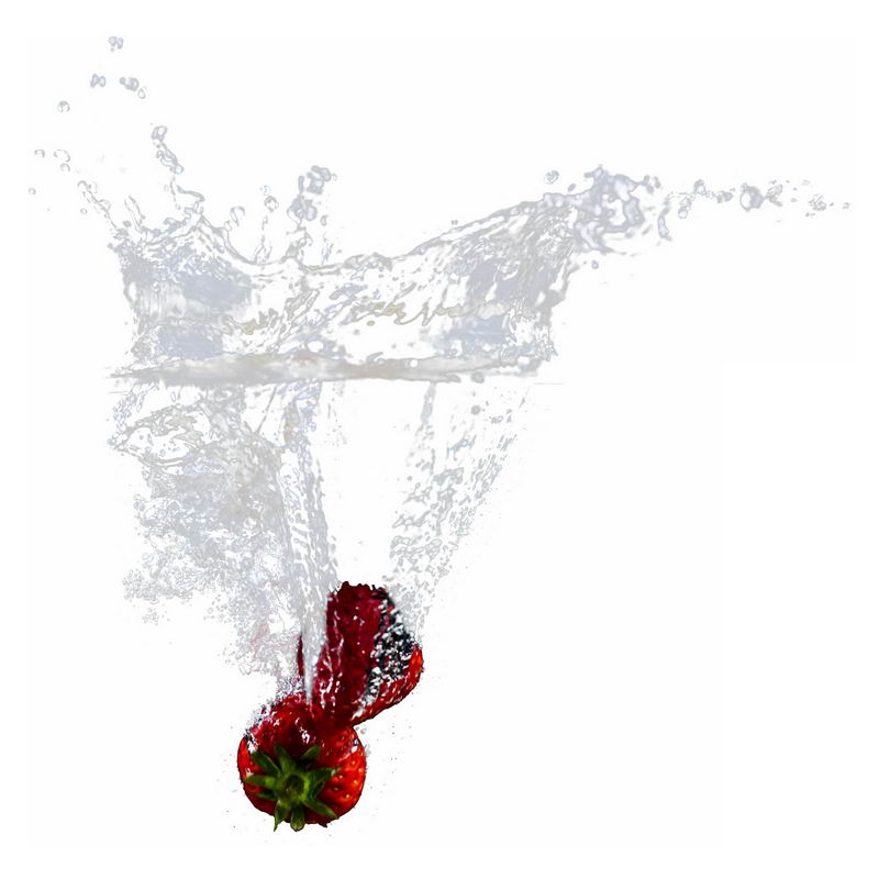 草莓掉落水中飞溅起来的半透明水花浪花水效果1704854png图片免抠素材 效果元素-第1张