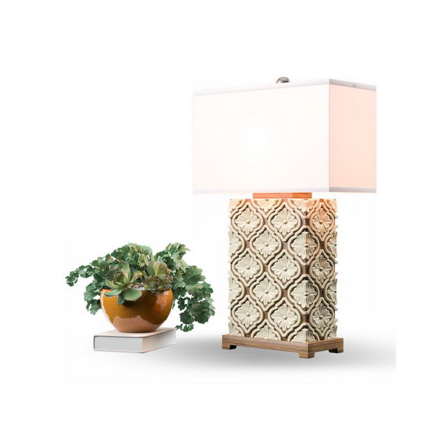 绿植盆栽植物和精美的台灯免抠图片素材 设计盒子
