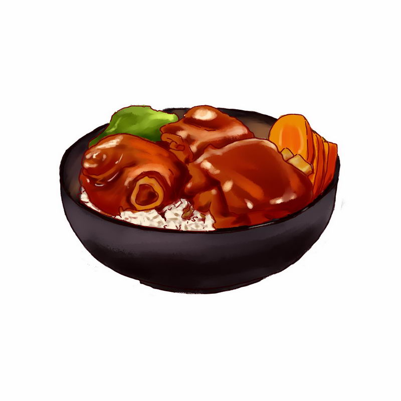 一碗美味的酱排骨米饭手绘插画2146725png图片免抠素材 生活素材-第1张