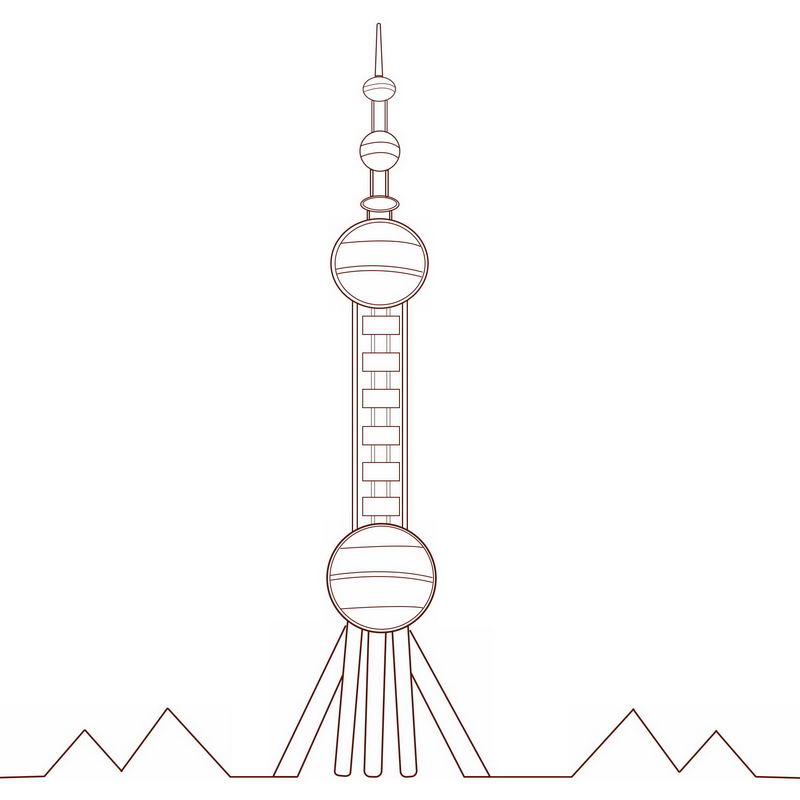 上海东方明珠塔手绘线条插画6926874图片免抠素材 建筑装修-第1张