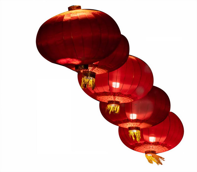一排4个大红灯笼新年春节装饰8765276png图片免抠素材 节日素材-第1张