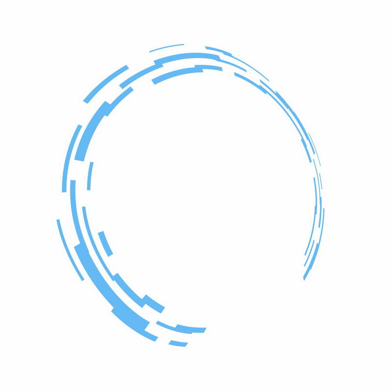 蓝色短线组成的科技科幻风格圆环装饰2291015ai矢量图片免抠素材 线条形状-第1张