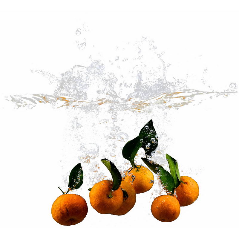 橘子掉落水中飞溅起来的半透明水花浪花水效果7392802png图片免抠素材 效果元素-第1张