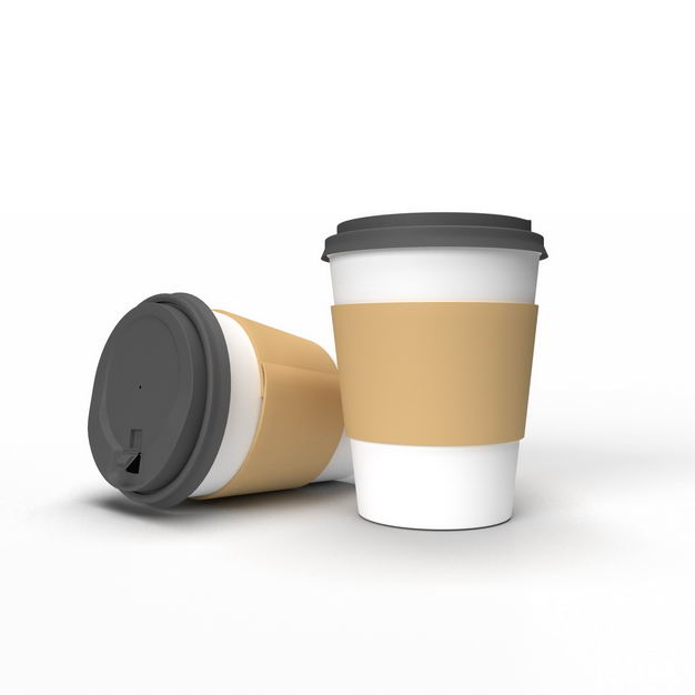 两个星巴克一次性隔热加厚牛皮纸防烫双层纸杯子咖啡杯奶茶杯6163484免抠图片素材 生活素材-第1张