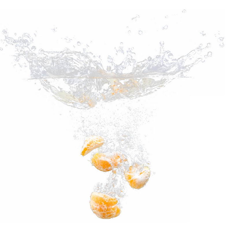 剥皮的橘子掉落水中飞溅起来的半透明水花浪花水效果png图片免抠素材 设计盒子
