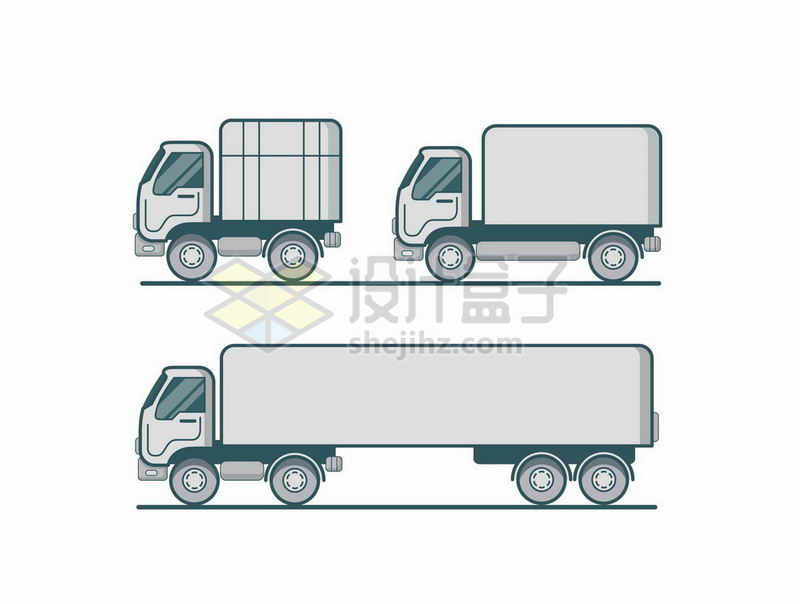 3款MBE风格的小货车大卡车侧面图5468093矢量图片免抠素材 交通运输-第1张