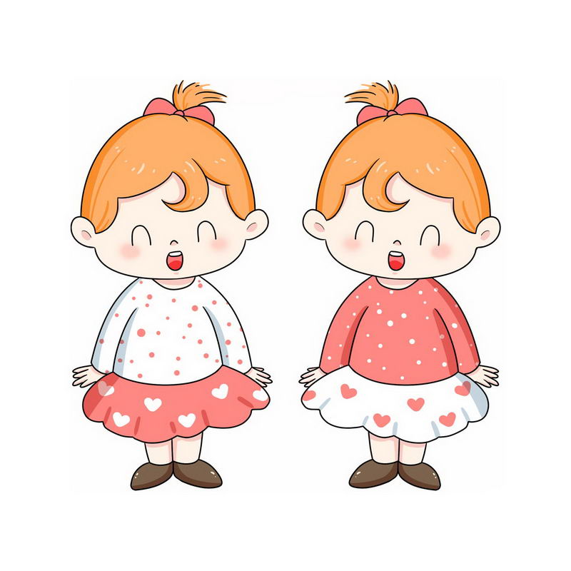 超可爱的卡通双胞胎小女孩5326801png图片免抠素材 人物素材-第1张