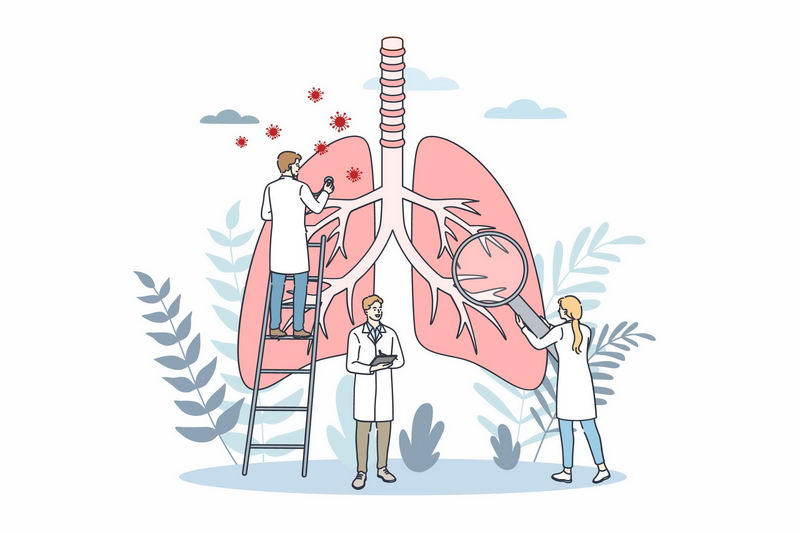 医生正在检查肺部健康医疗插画7898748图片免抠素材 健康医疗-第1张