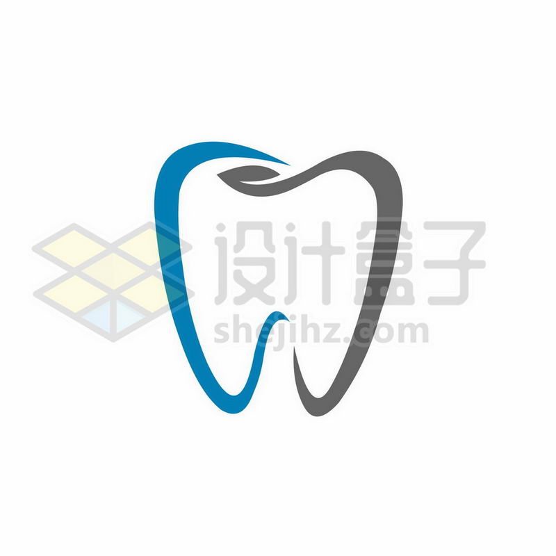 蓝色和灰色牙齿保健创意logo设计方案7987760图片免抠素材 标志LOGO-第1张