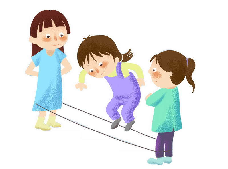 三个卡通女孩正在跳橡皮筋玩游戏1438934png图片免抠素材 休闲娱乐-第1张