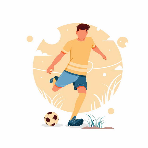 正在踢足球的男人手绘插画8122756矢量图片免抠素材 人物素材