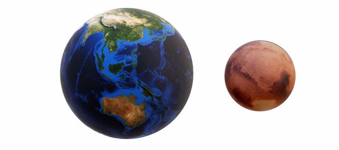 火星地球大小对比图片