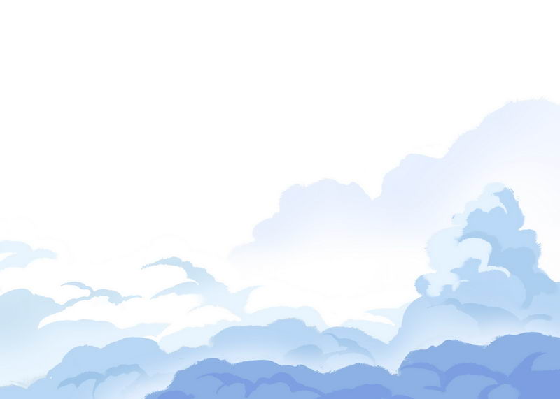 漫画风格卡通紫色蓝色云朵云彩烟雾效果免抠图片素材 设计盒子