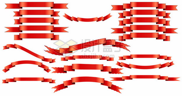 各种红色彩带飘带标题框7963383矢量图片免抠素材 装饰素材-第1张