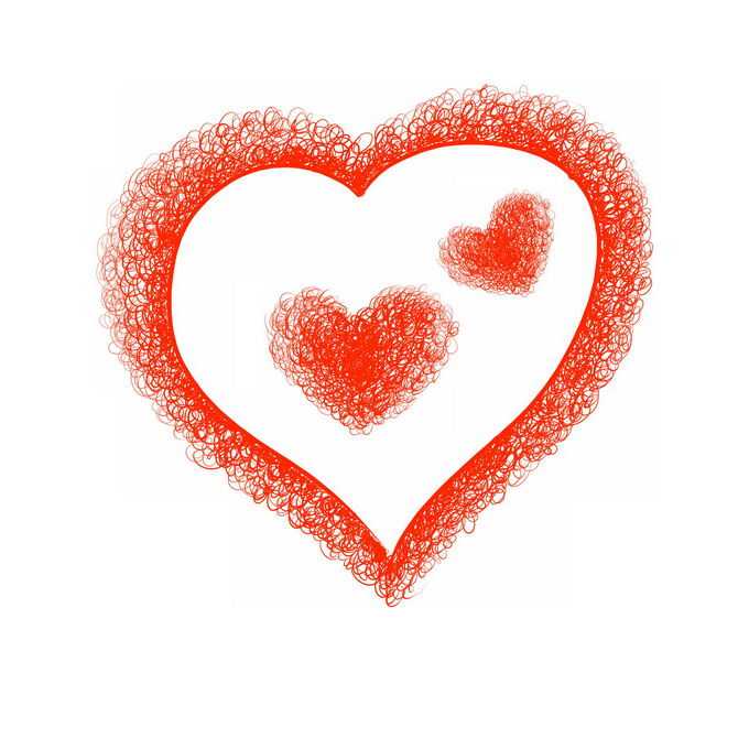 乱糟糟的红色线条涂鸦的情人节红心图案9883505矢量图片免抠素材