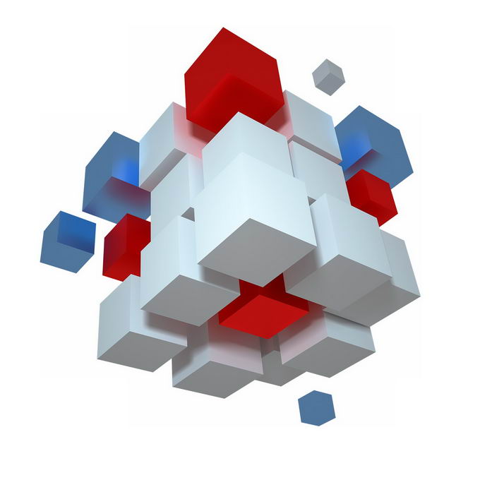 3D立体风格各种颜色的立方体方块组成的形状6305088PSD免抠图片素材 线条形状-第1张