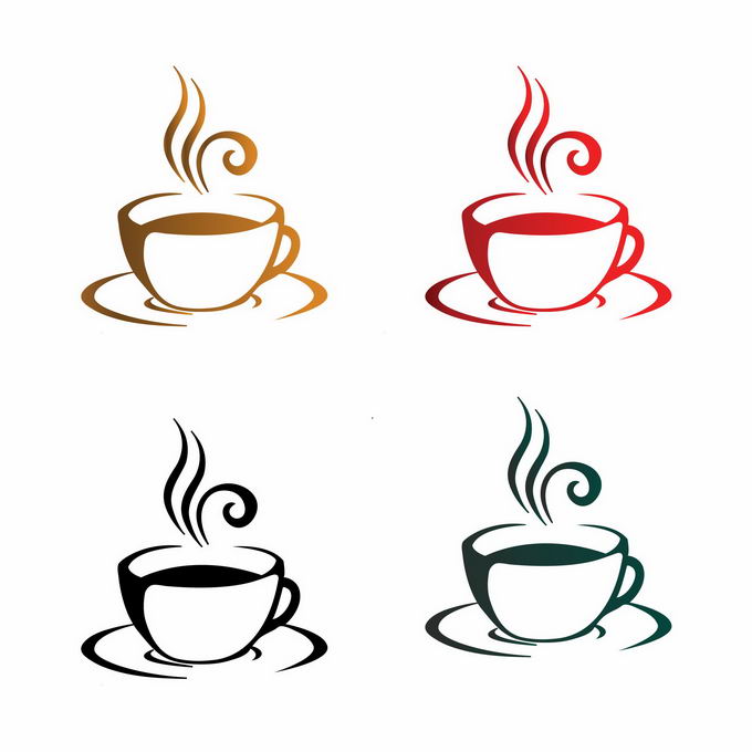 4款咖啡杯咖啡店logo设计方案9638764矢量图片免抠素材免费下载 标志LOGO-第1张