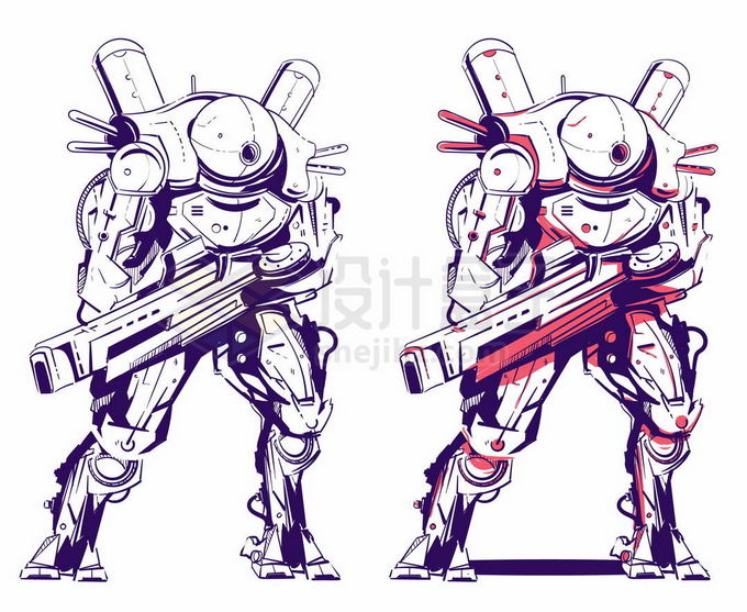 手绘插画风格科幻风格的未来战士7094502矢量图片免抠素材免费下载 人物素材-第1张
